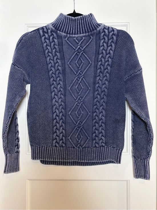 House of Harlow 1960 Sweaters - House of Harlow Navy Cable-Knit Turtleneck Sweater (Small)
